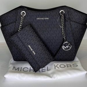 Michael Kors Jet Set Travel Large Chain Shoulder Tote Black